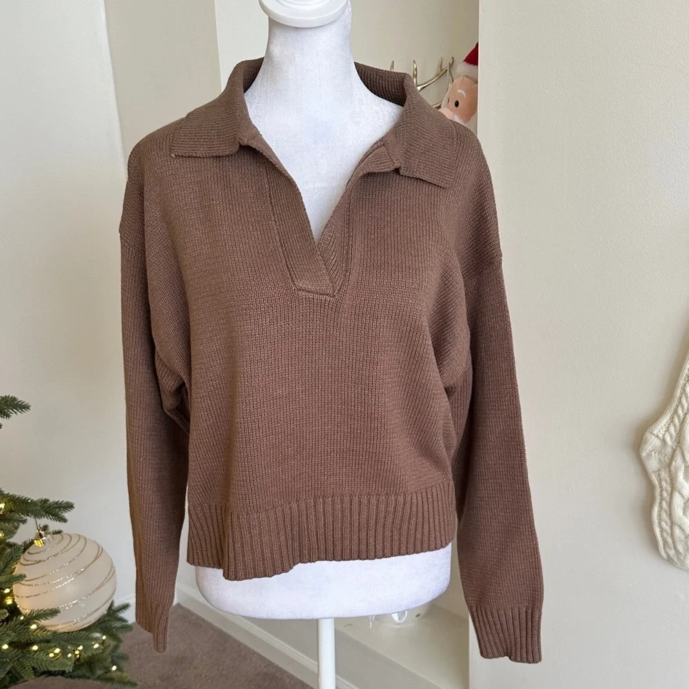 Lulu's Brown V-Neck Sweater